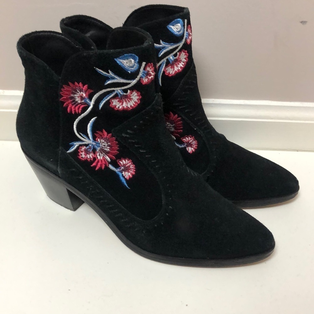 Rebecca Minkoff lulu embroidered ankle boot suede